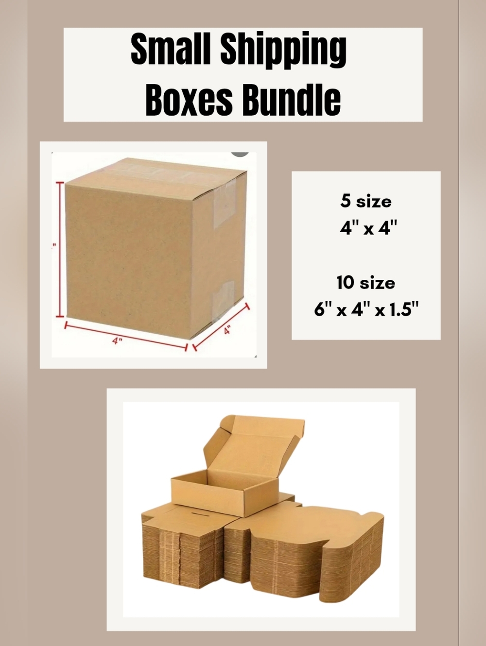 Bundle of 15 Small Cardboard Shipping Boxes - 2 Sizes